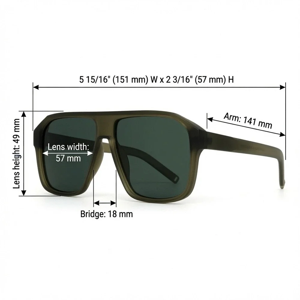 Men Designer Style Sunglasses  Military Green, Matte Finish UV400 Protection New